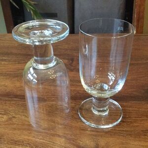 2 Crate & Barrel VIVA CLEAR Thick Stem Blown Wine Water Goblets (Set of 2)